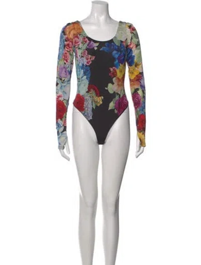 Pre-owned Alice And Olivia Floral Print Scoop Neck Bodysuit In Multi