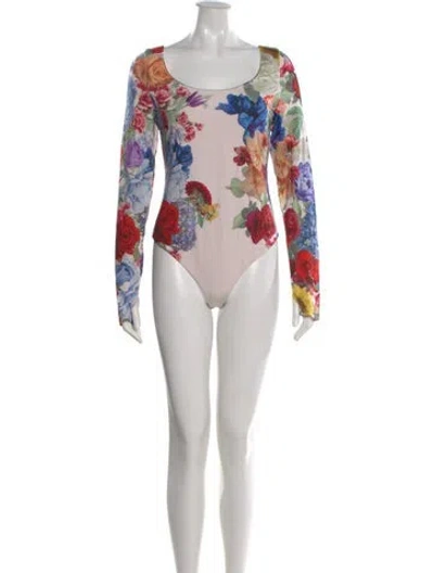 Pre-owned Alice And Olivia Floral Print Scoop Neck Bodysuit In Multi