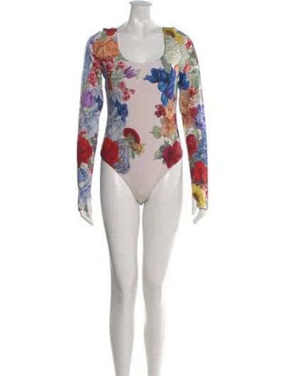 Pre-owned Alice And Olivia Floral Print Scoop Neck Bodysuit In Multi