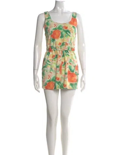 Pre-owned Alice And Olivia Floral Print Scoop Neck Romper In Multi