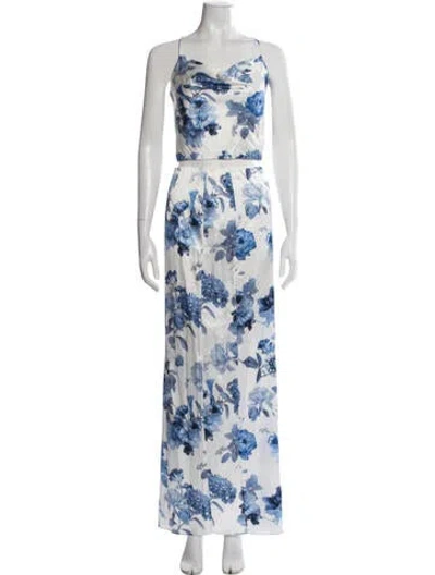 Pre-owned Alice And Olivia Floral Print Skirt Set In Blue