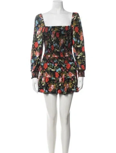 Pre-owned Alice And Olivia Floral Print Skirt Set In Green