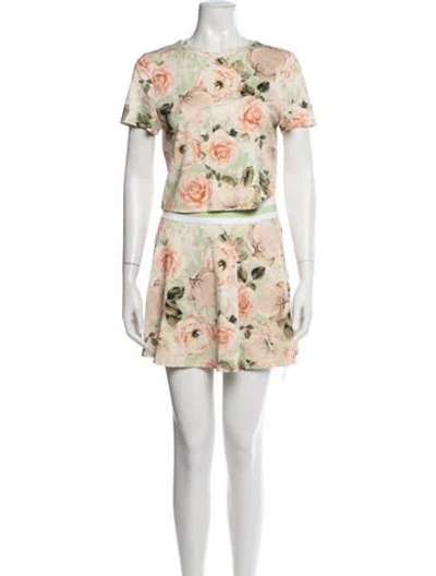 Pre-owned Alice And Olivia Floral Print Skirt Set W/ Tags In Neutrals