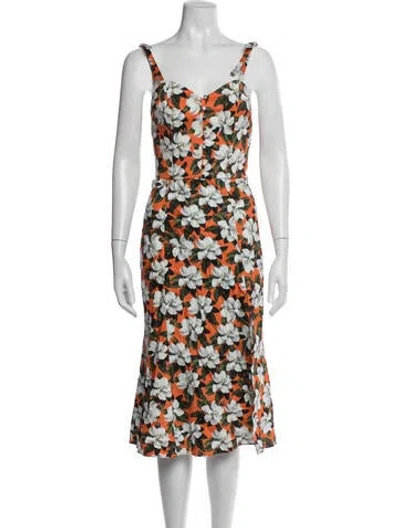 Pre-owned Alice And Olivia Floral Print Skirt Set W/ Tags In Orange