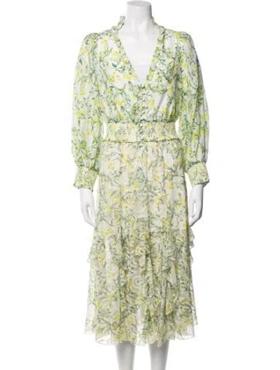 Pre-owned Alice And Olivia Floral Print Skirt Set In White