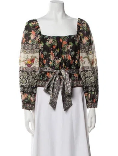 Pre-owned Alice And Olivia Floral Print Square Neckline Blouse In Multi