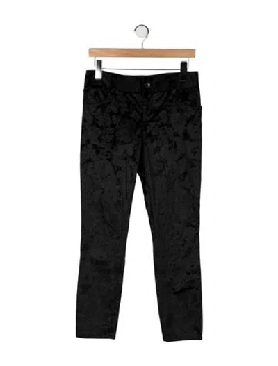 Pre-owned Alice And Olivia Floral Print Straight Leg Pants In Black