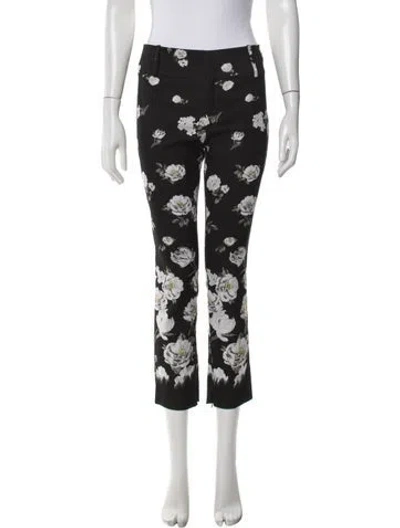 Pre-owned Alice And Olivia Floral Print Straight Leg Pants In Green