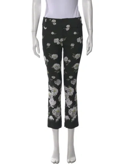 Pre-owned Alice And Olivia Floral Print Straight Leg Pants W/ Tags In Black