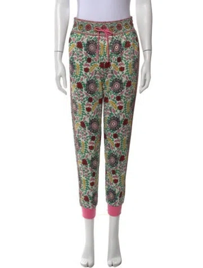 Pre-owned Alice And Olivia Floral Print Straight Leg Pants In Yellow