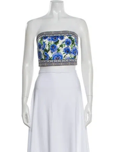 Pre-owned Alice And Olivia Floral Print Strapless Crop Top W/ Tags In Multi