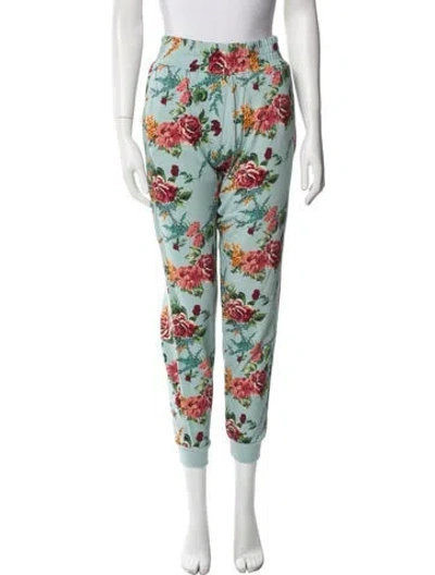 Pre-owned Alice And Olivia Floral Print Sweatpants In Blue