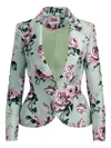 Alice And Olivia Floral Iana Blazer In Green