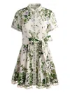 Alice And Olivia Lucy Rolled Sleeve Mini Shirt Dress Ivy Romance In Neutral