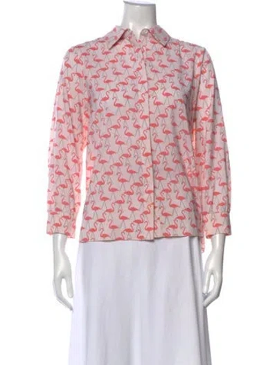 Pre-owned Alice And Olivia Floral Print Three-quarter Sleeve Blouse In Pink