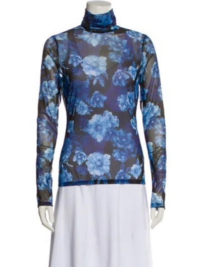 Pre-owned Alice And Olivia Floral Print Turtleneck Sweatshirt In Multi