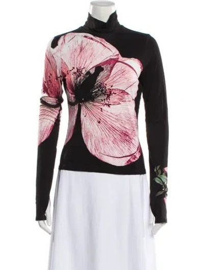 Pre-owned Alice And Olivia Floral Print Turtleneck Top In Multi