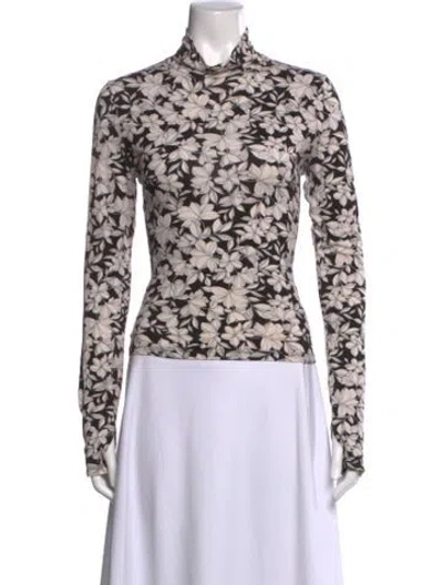 Pre-owned Alice And Olivia Floral Print Turtleneck Top In Multi