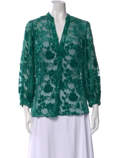 Pre-owned Alice And Olivia Floral Print V-neck Blouse