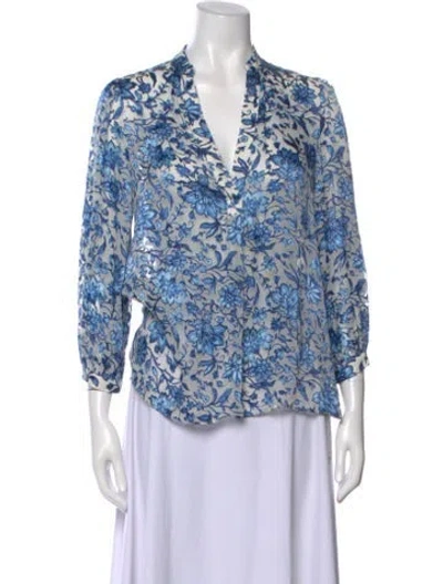 Pre-owned Alice And Olivia Floral Print V-neck Blouse In Multi