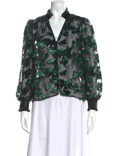 Pre-owned Alice And Olivia Floral Print V-neck Blouse In Multi