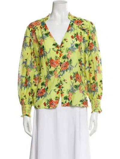 Pre-owned Alice And Olivia Floral Print V-neck Blouse In Multi
