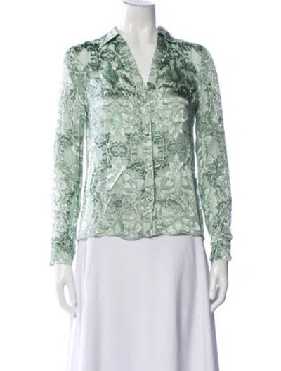 Pre-owned Alice And Olivia Floral Print V-neck Blouse In Multi