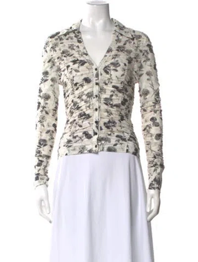 Pre-owned Alice And Olivia Floral Print V-neck Blouse In Multi