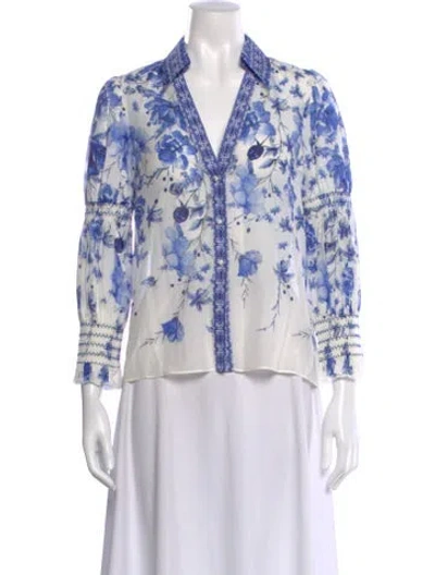 Pre-owned Alice And Olivia Floral Print V-neck Blouse In Multi