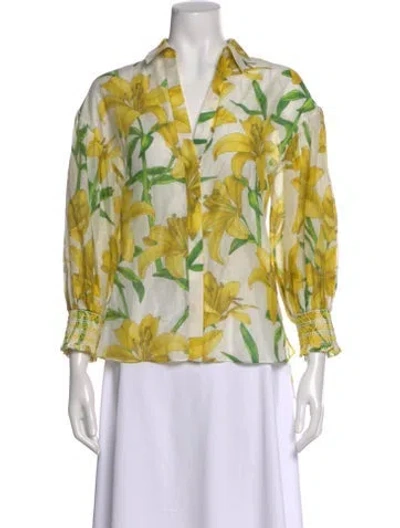 Pre-owned Alice And Olivia Floral Print V-neck Blouse In Multi