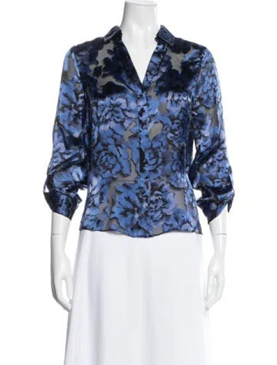 Pre-owned Alice And Olivia Floral Print V-neck Blouse In Multi