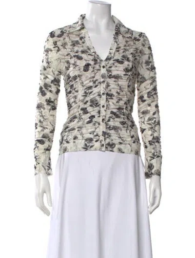 Pre-owned Alice And Olivia Floral Print V-neck Blouse In Multi