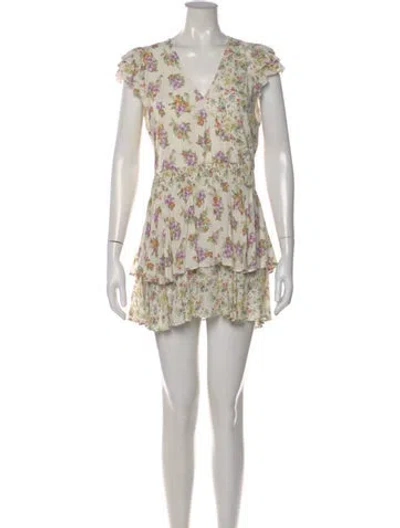 Pre-owned Alice And Olivia Floral Print V-neck Jumpsuit In Multi