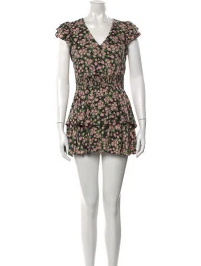 Pre-owned Alice And Olivia Floral Print V-neck Jumpsuit In Multi