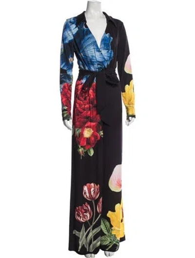 Pre-owned Alice And Olivia Floral Print V-neck Jumpsuit In Multi