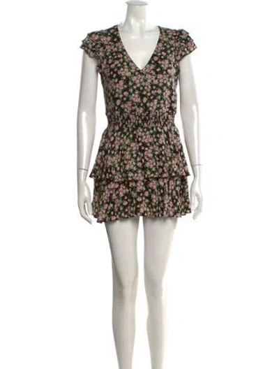 Pre-owned Alice And Olivia Floral Print V-neck Jumpsuit In Multi