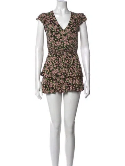 Pre-owned Alice And Olivia Floral Print V-neck Jumpsuit In Neutral