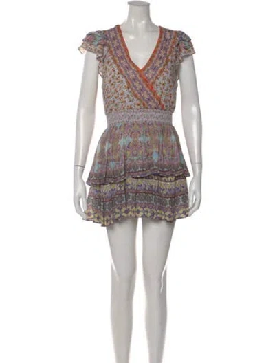 Pre-owned Alice And Olivia Floral Print V-neck Jumpsuit In Purple