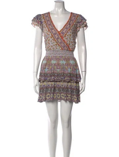 Pre-owned Alice And Olivia Floral Print V-neck Jumpsuit In Purple