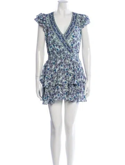 Pre-owned Alice And Olivia Floral Print V-neck Jumpsuit W/ Tags In Multi