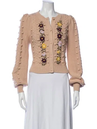 Pre-owned Alice And Olivia Floral Print V-neck Sweater In Neutral