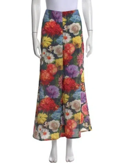 Pre-owned Alice And Olivia Floral Print Wide Leg Pants In Multi