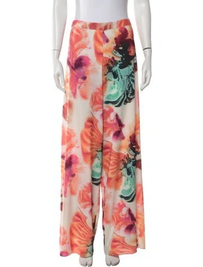 Pre-owned Alice And Olivia Floral Print Wide Leg Pants In Neutral