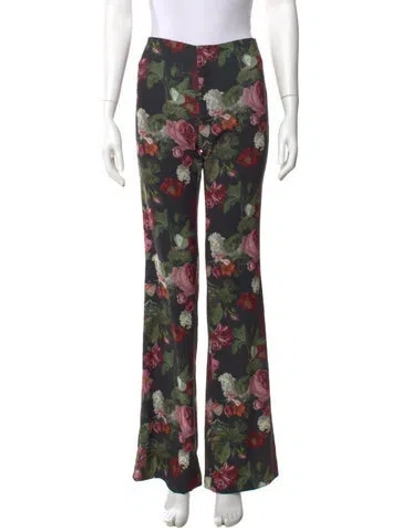 Pre-owned Alice And Olivia Floral Print Wide Leg Pants W/ Tags In Green