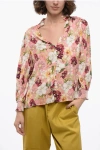 Alice And Olivia Floral-printed Blouse With Jewel Buttons