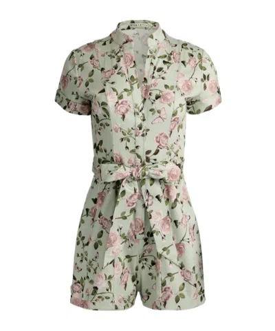 Alice And Olivia Floral-print Belted Playsuit