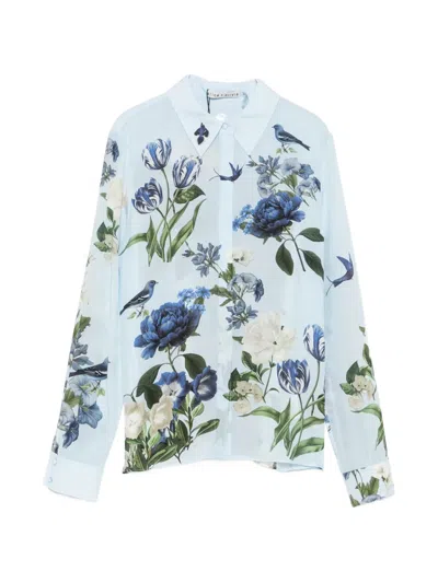Alice And Olivia Casual Shirt Bird Motif Relaxed Fit In Multi