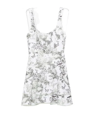 Alice And Olivia Floral-print Mini Dress In White