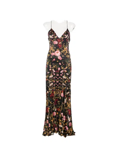 Alice And Olivia Floral-print Open-back Maxi Dress In Brown