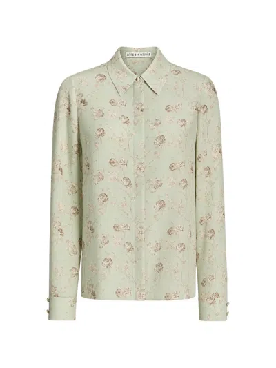 Alice And Olivia Floral-print Silk-blend Blouse In Multi